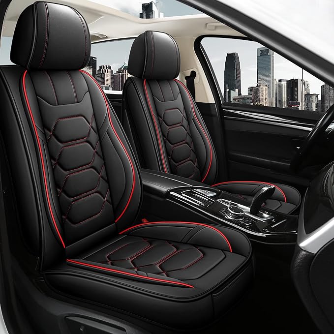 Pariitadin Leather Car Seat Covers Full Set, Waterproof Faux Leather Seat Covers by Pariitadin