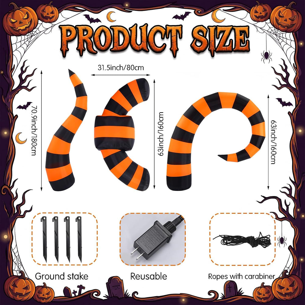 3 Pcs Halloween Inflatable Worm Yard Decoration with Built-in LED
