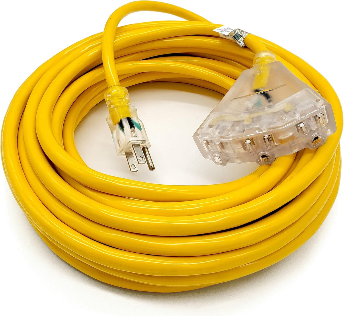 50 ft - 12 Gauge Heavy Duty Extension Cord - 3 Outlet Lighted SJTW -