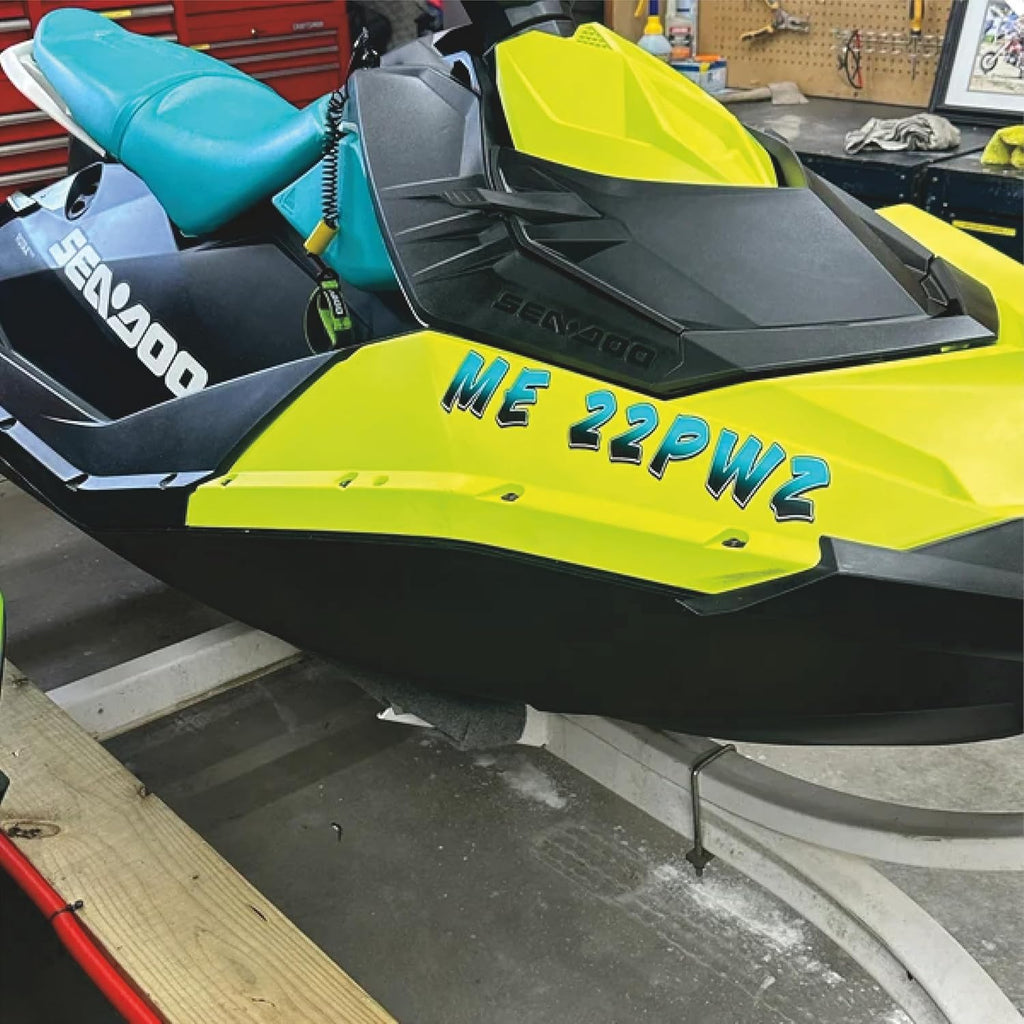 Custom Registration Numbers & Letters X-Treme Tac (Two Decals) for Kayaks Jetskis and Boats (High Tack Grip Adhesive)