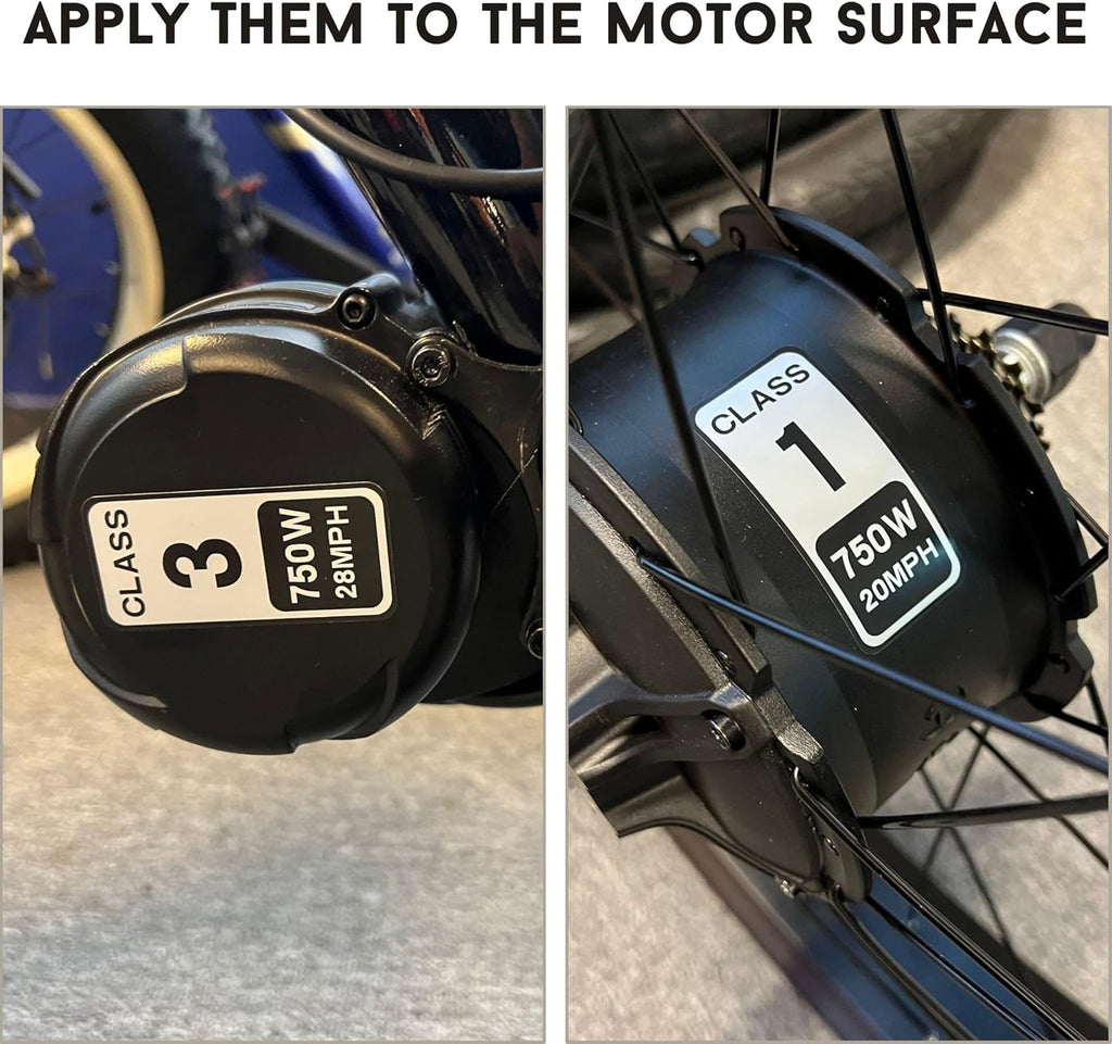 EBike Class 1 Stickers, 750W 20MPH Labels, Waterproof Decals for Electric Bicycle Frame, 6-Pack