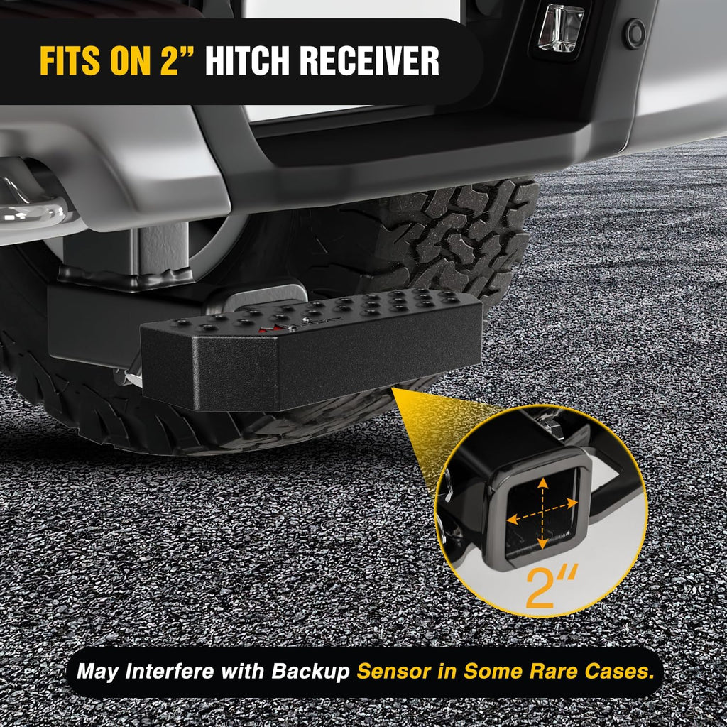 Nilight Hitch Step with 2" Hitch Receiver Rear Bumper Guard Protector 11.9 Inch with 5/8” Hitch Pin Clip Upgraded Textured Black Anti Slip Hitch Step Bar for Pickup Truck Car SUV