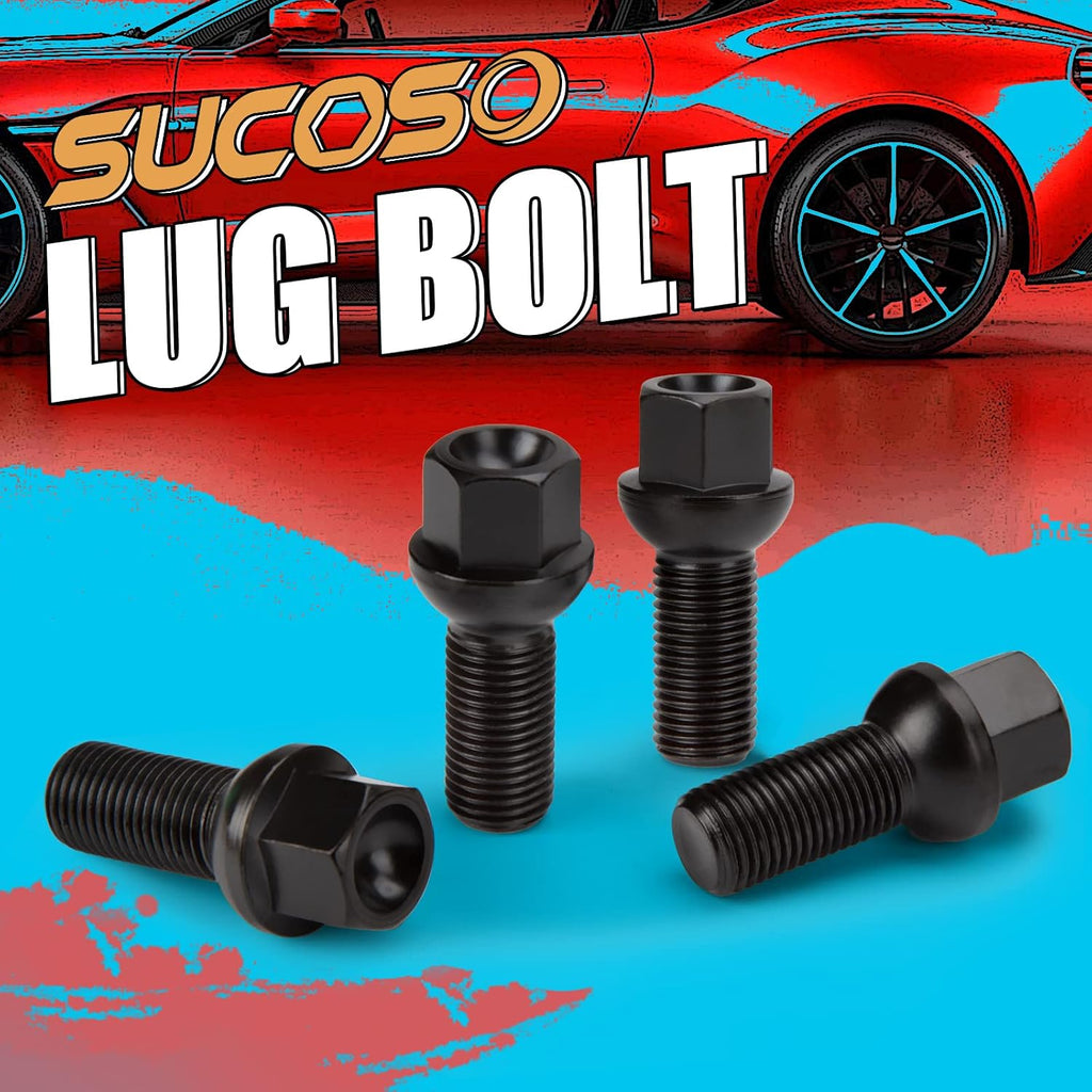 M14x1.5 OEM Lug Bolts, 20PCS 14mmx1.5 28mm Shank Length Ball Seat Factory Wheel Lug Bolts, Compatible with TT Allroad Quattro A3 A4 A6 A8 S4 S6 S8 Jetta Golf Tiguan Passat Corrado GTI