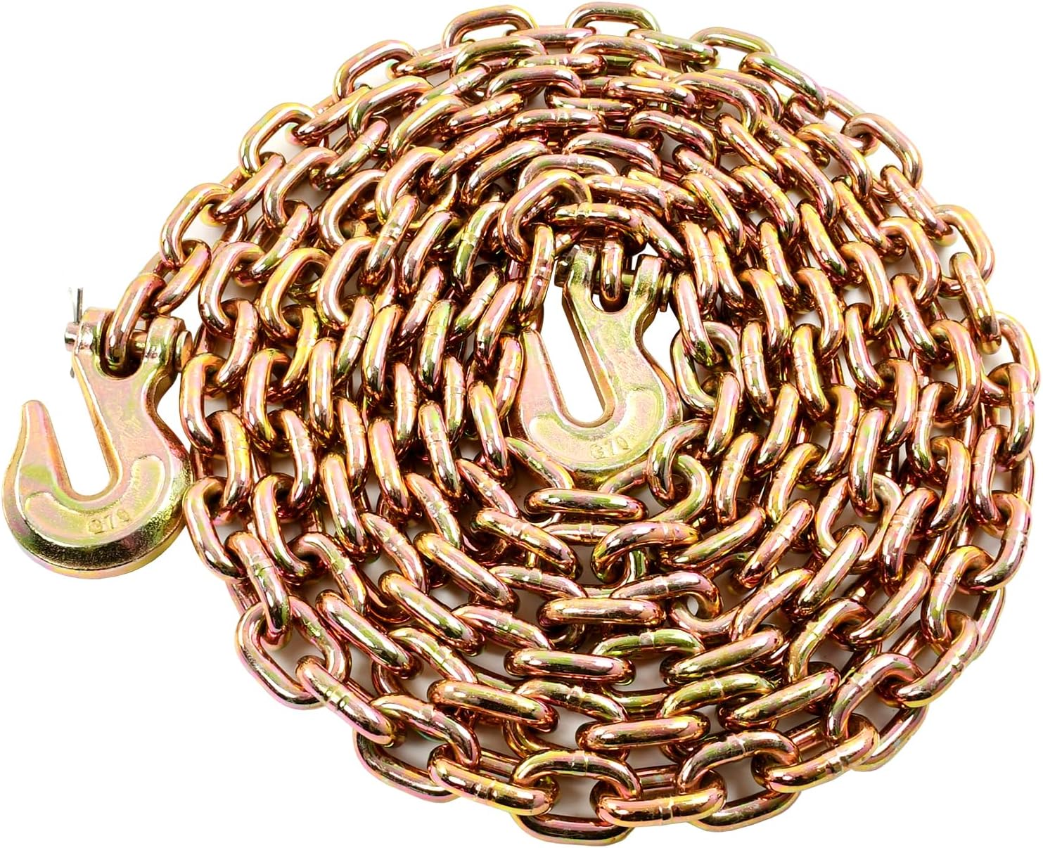 1/2 Inch x 20 Feet Transport Binder Chain G80 Safey Tow Chain with Grab Hooks 12000 Lbs Safe Work Load for Transporting Towing Tie Down Binding Equipment
