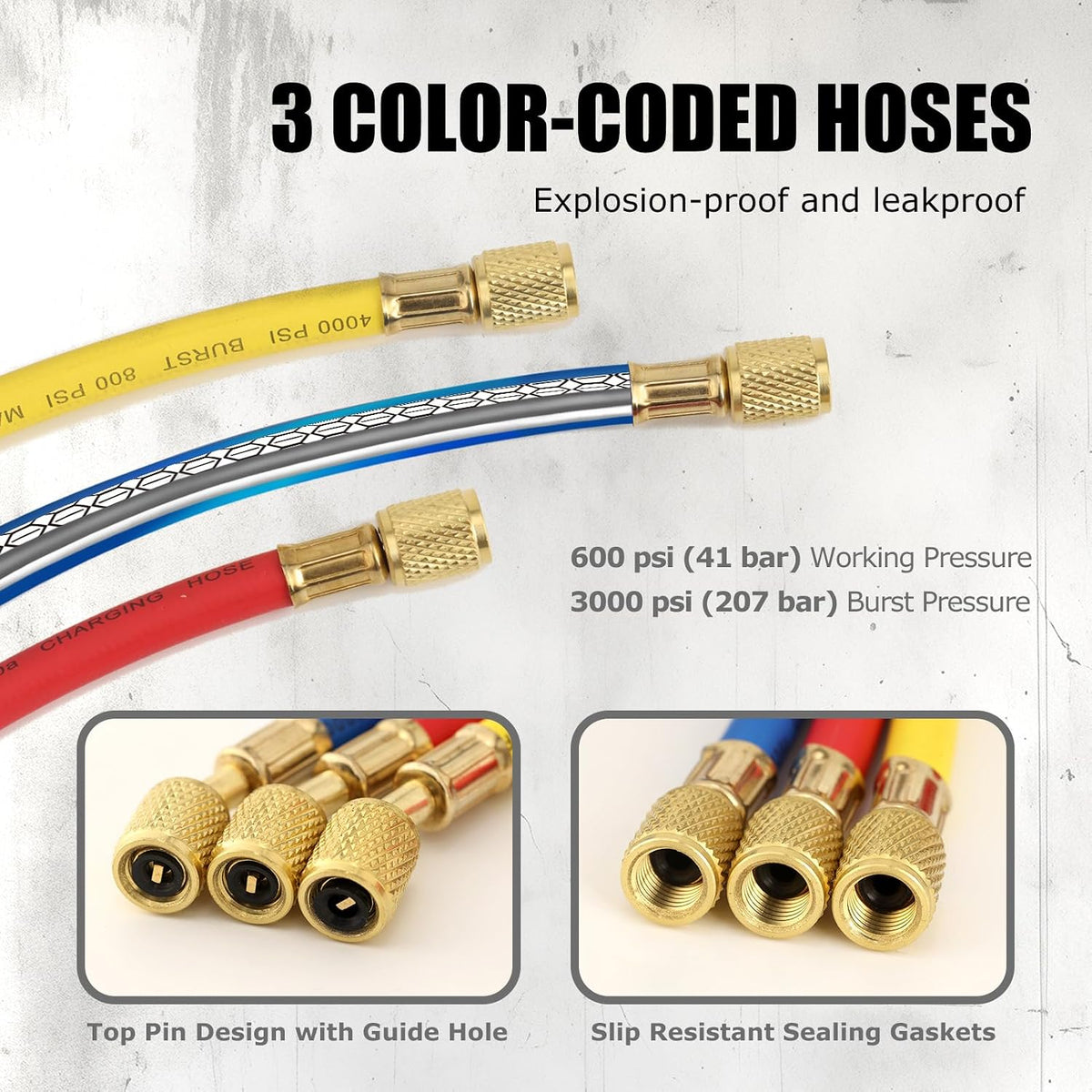 3 way ac manifold gauge set, fits for, side view