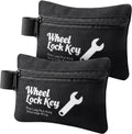 Saillong 2Pack Wheel Lock Key Storage Pouch, Canvas Wheel Lock Key Storage Bag with Zipper, Easily and Safely Stores Locks, Locking Nuts, Nut Keys Spare Lug Nuts, and More(Black)