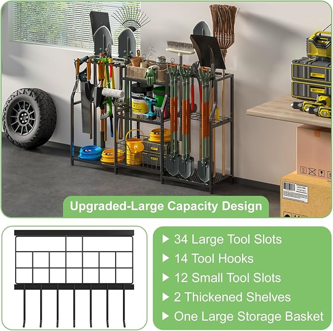 keomaisyto Garden Tool Organizer, Heavy Duty Yard Tool Tower Rack
