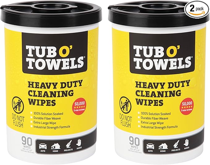 Tub O' Towels Heavy-Duty Multi-Surface Cleaning Wipes, Removes Grease, Tough by TubOTowels