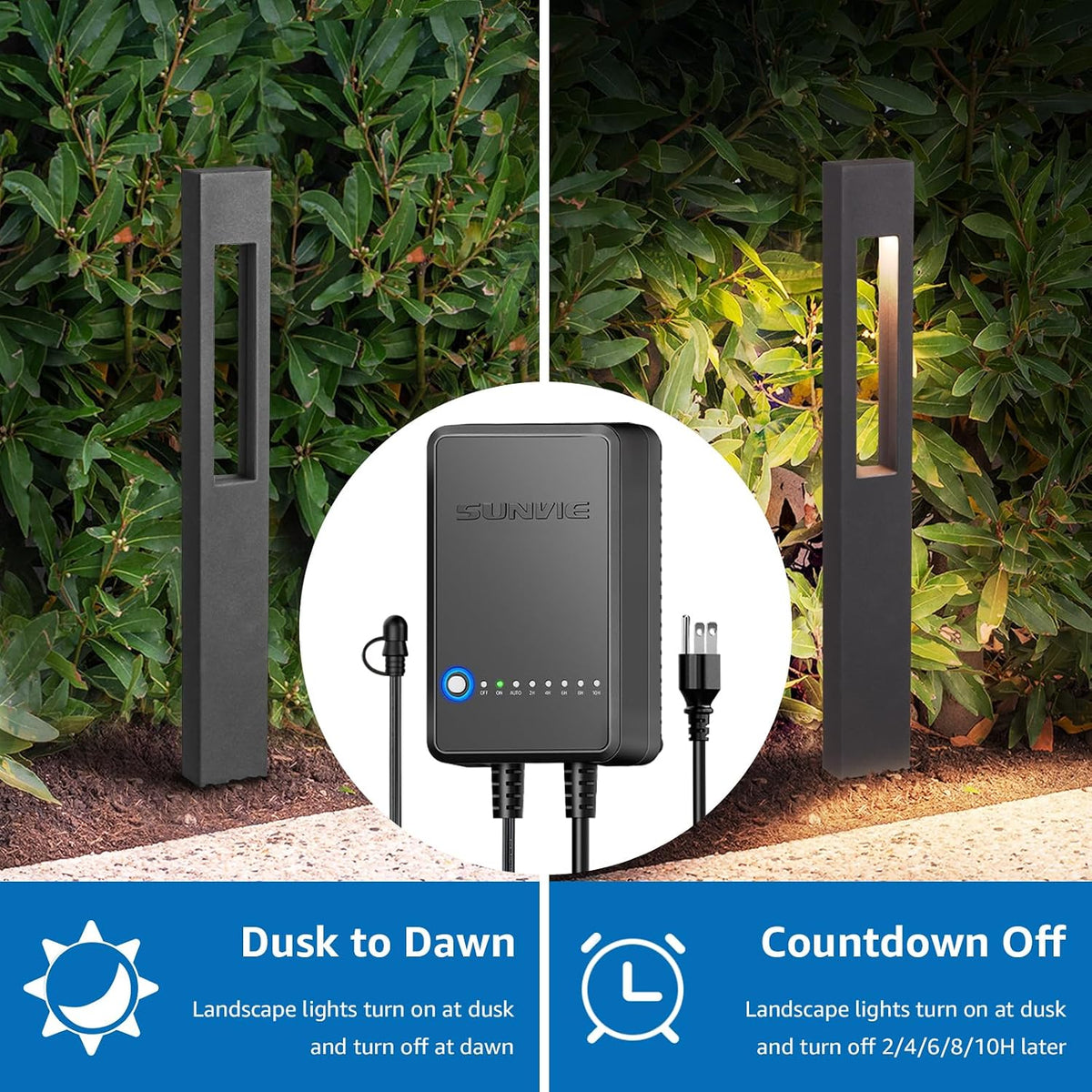 sunvie all-in-one led low voltage landscape lighting kit, side view