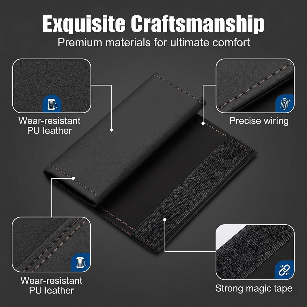 2 PCS Car Grab Handle Cover, PU Leather Anti-scratch Door Grip Gloves Protector, Non-slip Breathable Front Rear Door Pull Handle Cover, Interior Decoration Accessories for Cars (Black)