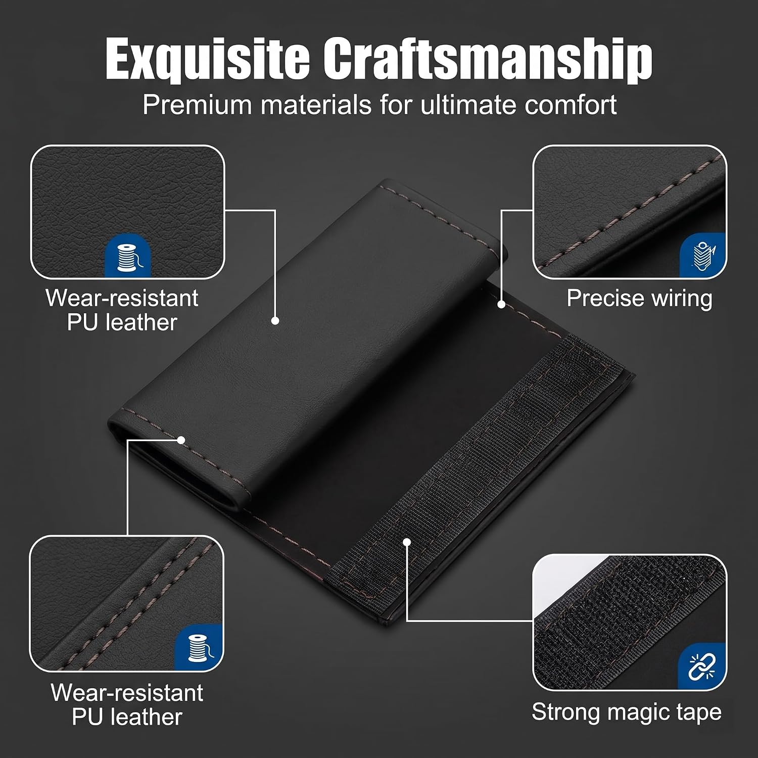 2 PCS Car Grab Handle Cover, PU Leather Anti-scratch Door Grip Gloves Protector, Non-slip Breathable Front Rear Door Pull Handle Cover, Interior Decoration Accessories for Cars (Black)