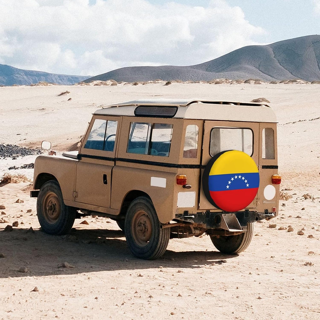 Flag of Venezuela Print Universal Spare Tire Cover for RV, Jeep | Wheel Protector Fits Rv, Trailer, Jeep, Shield Tires From Sun, Dirt And Rain For Outdoor Storage