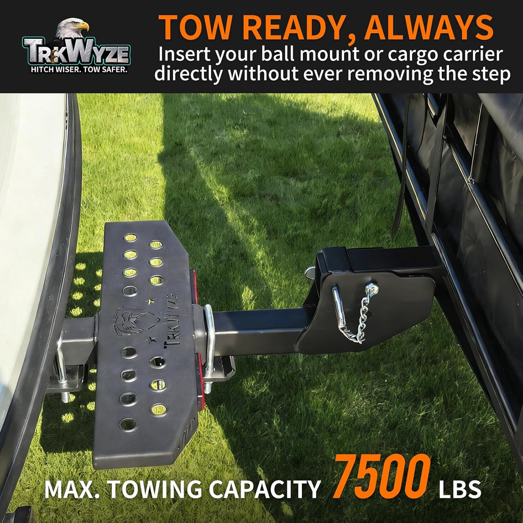 1776-2026 Edition 3-in-1 Hitch Step, Anti-Slip, X-Large Stepping Surface for Secure Footing, 7500 lb Tow Capacity, Rust-Resistant Dual-Layer Finish, 600 lb Weight Bearing, Bonus Hitch Cover Included