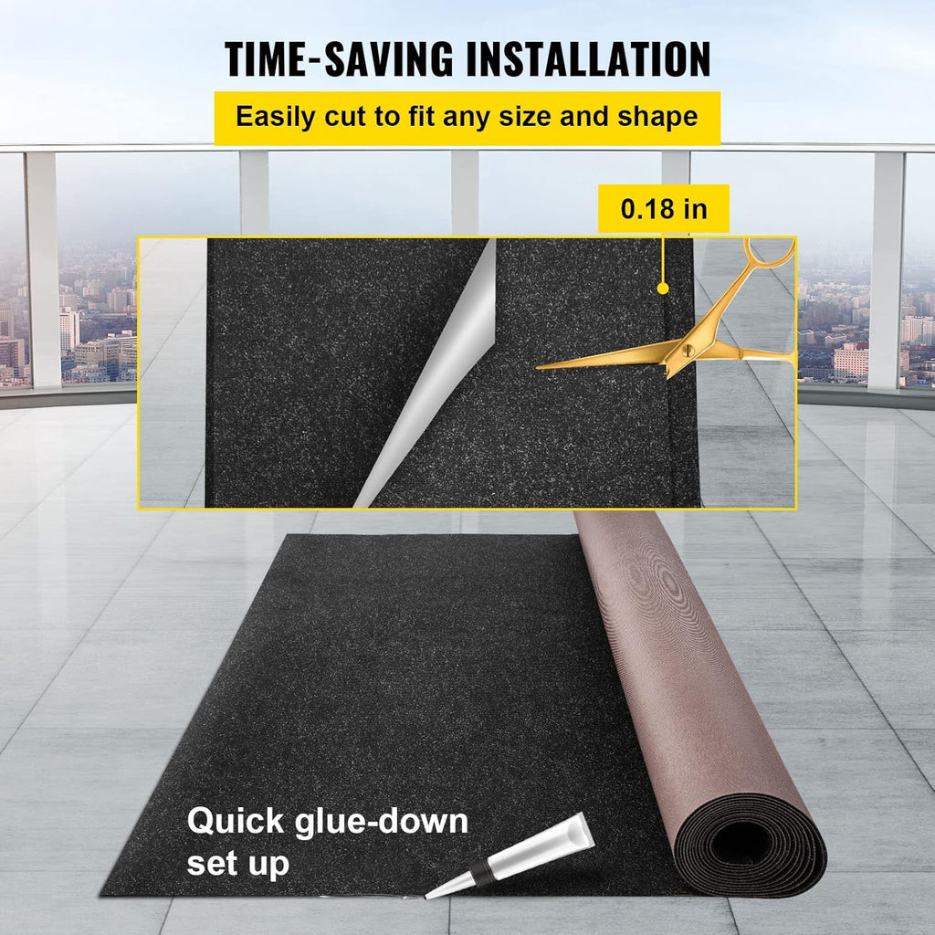 VEVOR Marine Carpet, 6 x 36 ft Indoor Outdoor Carpet Charcoal Black Marine Grade Boat Carpet, Marine Carpeting with Water-Proof TPR Backing Boat Carpeting Roll for Home Patio Porch