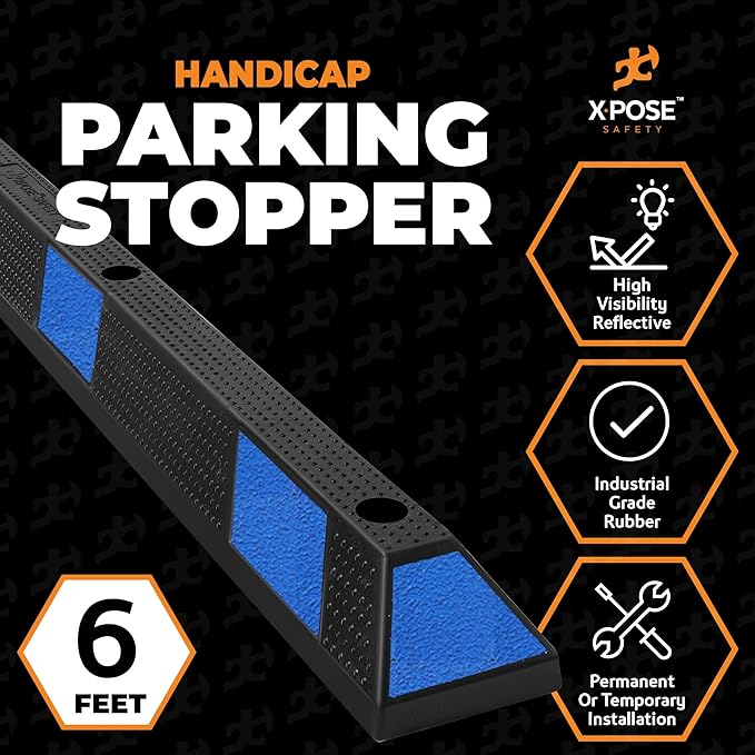 Xpose Safety 72" Heavy Duty Rubber Parking Stopper – 10 Pack Wheel Blocks - Image 2