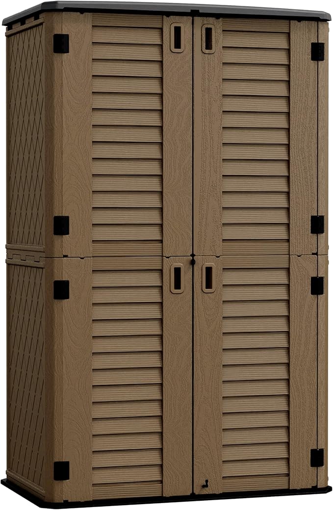ADDOK Outdoor Storage Sheds Waterproof, Resin Outdoor Storage Cabinet Lockable by ADDOK