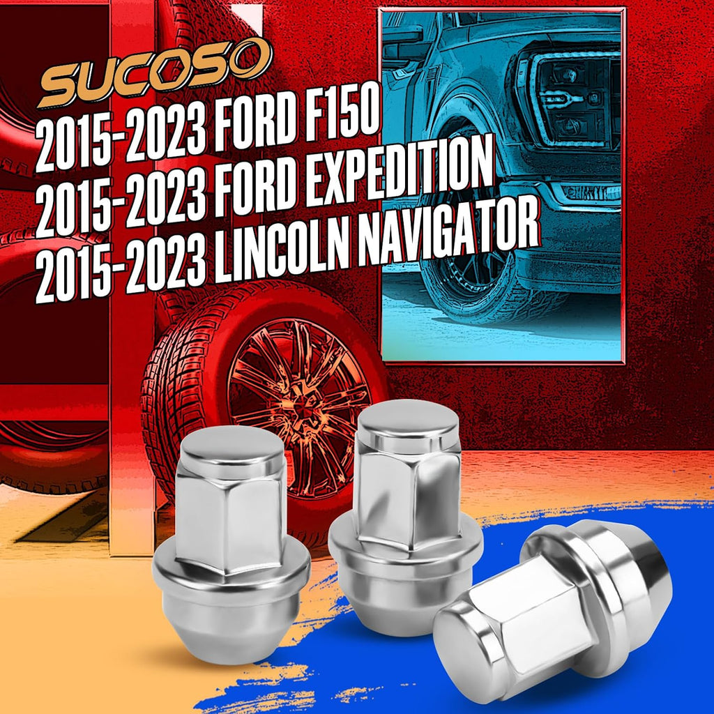 SUCOSO 14x1.5 Lug Nuts for F150, OEM Stock Solid One Piece Design Wheel Lugnuts for 2015-2023 Ford F-150 Expedition Lincoln Navigator Replacement Ford OE Factory ACPZ1012B 611008 Lugs Anti-Rust