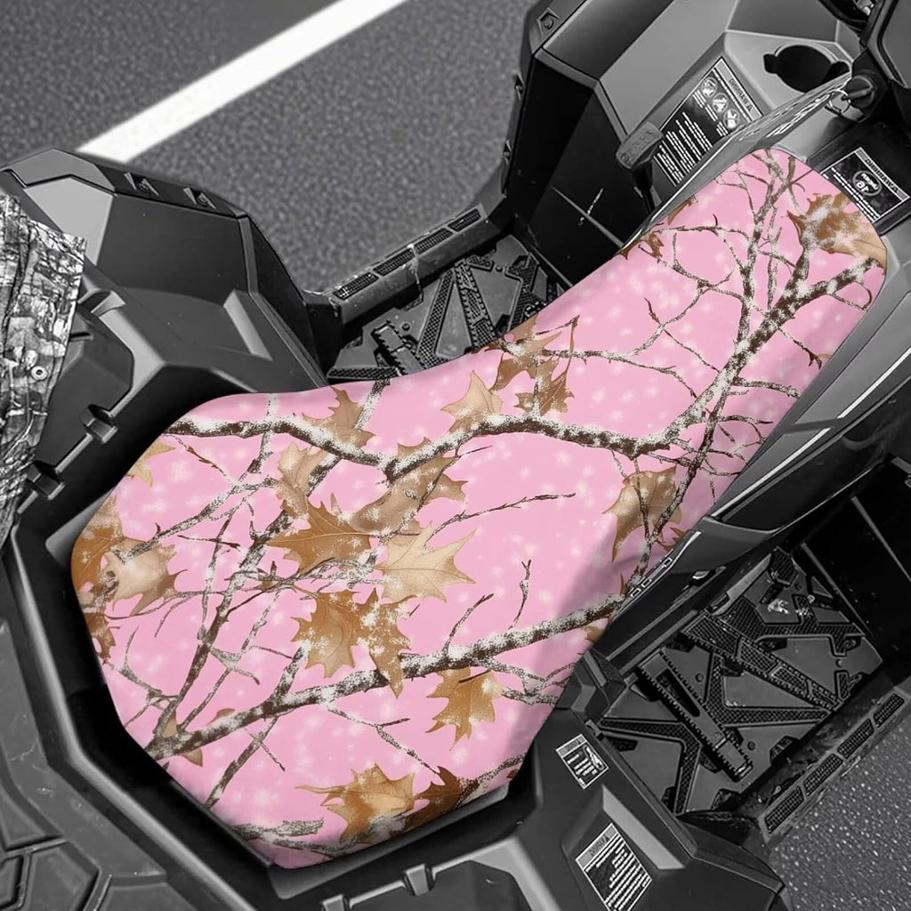 JoyLamoria ATV Seat Cover Camo Hunting Pink Oak Accessories Breathable Cushion Protector ATV Back Seat Powersports Cushion Covers for Most Models