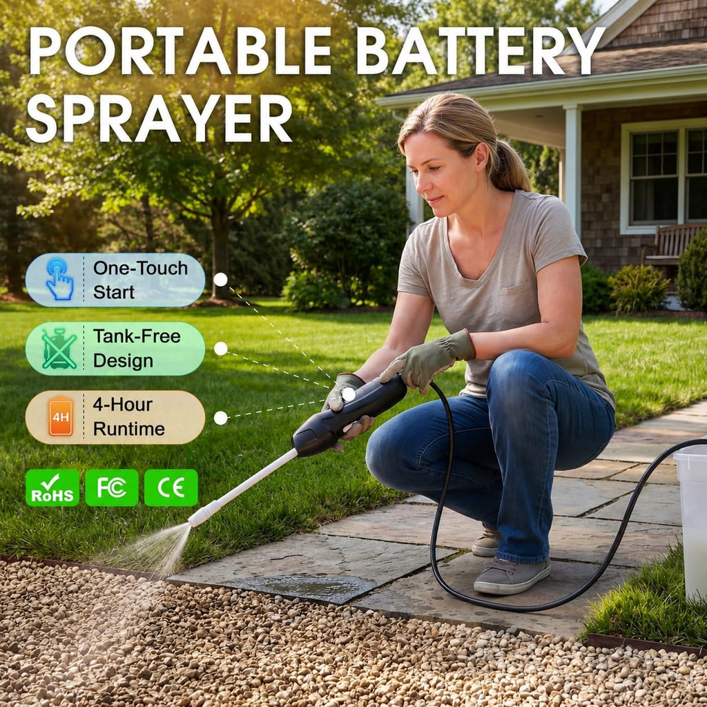 teexpert battery powered sprayer, electric garden sprayer for, side view