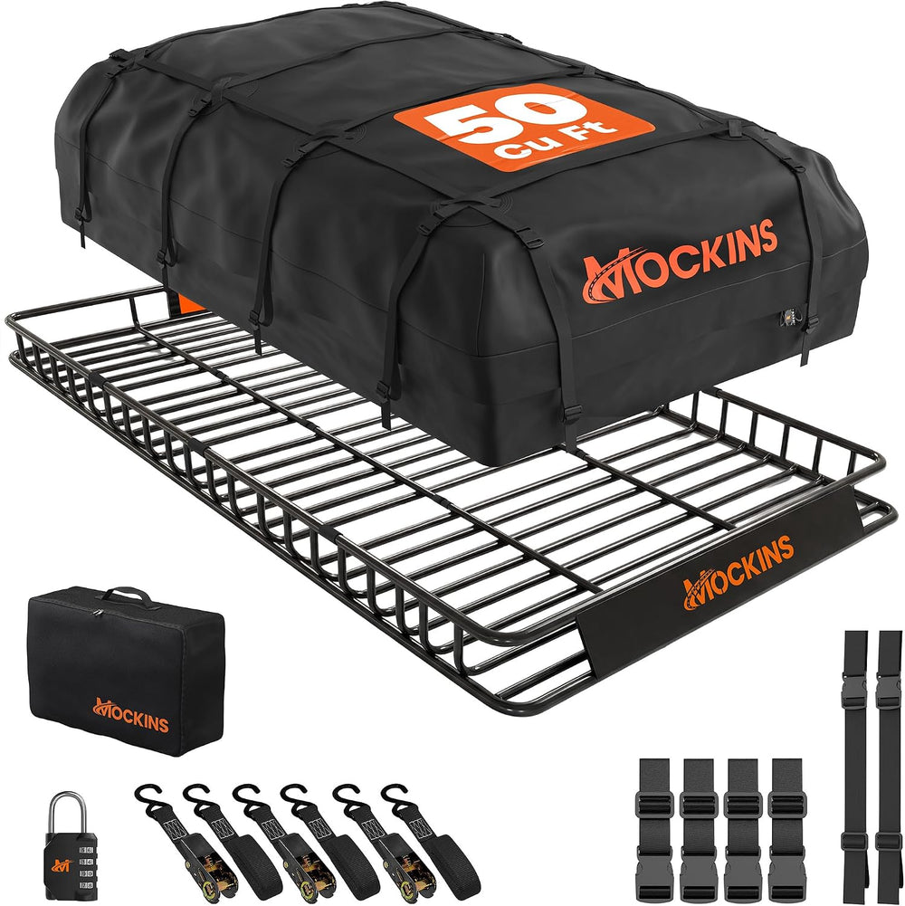 Mockins 90"x50"x5" XXL Heavy Duty Roof Rack Cargo Carrier w/ 2...