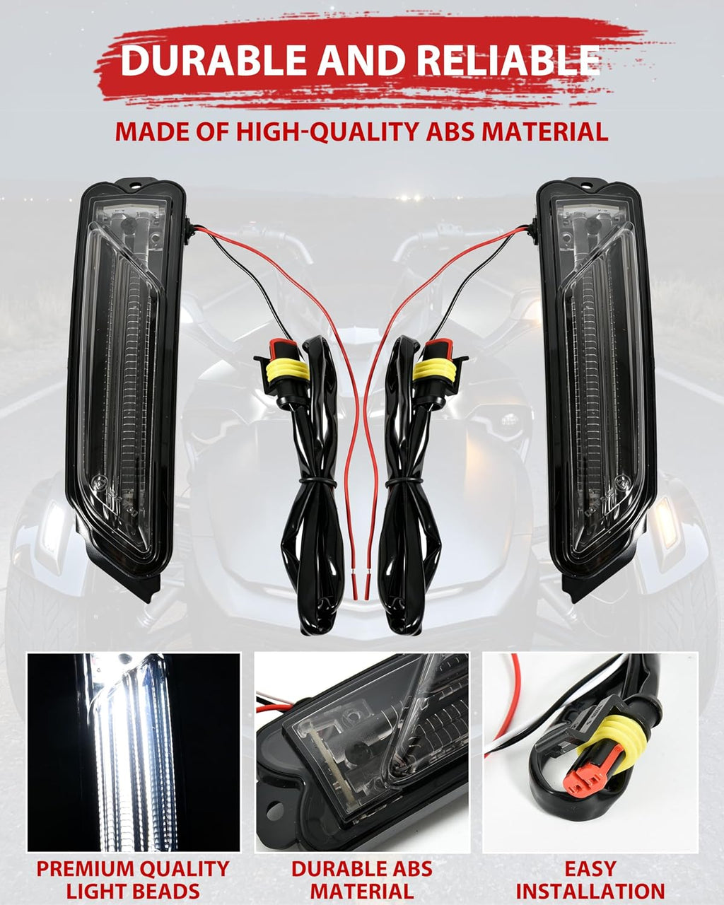 SAUTVS LED Front Fender Lights for Spyder, Smoked Black Fender Reflectors Wheel Lights with Turn Signals for Can-Am Spyder F3 F3-S F3-T RT RT-S LIMITED 2013-2018 Accessories (2PCS)