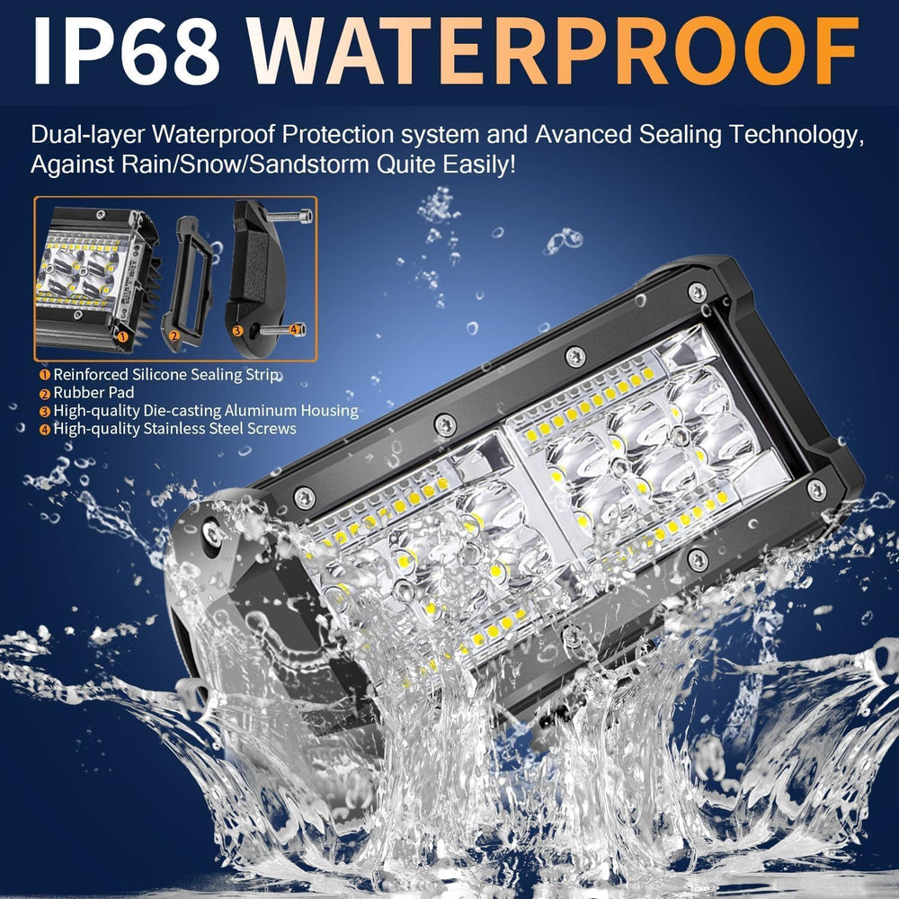 7 Inch LED Light Bars, LED Light Pods 156W 12000lm 12V 24V Offroad Driving Fo...