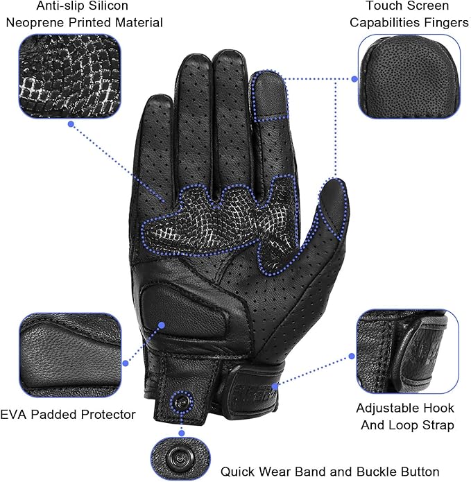 Updated Breathable Leather Motorcycle Gloves - Image 3