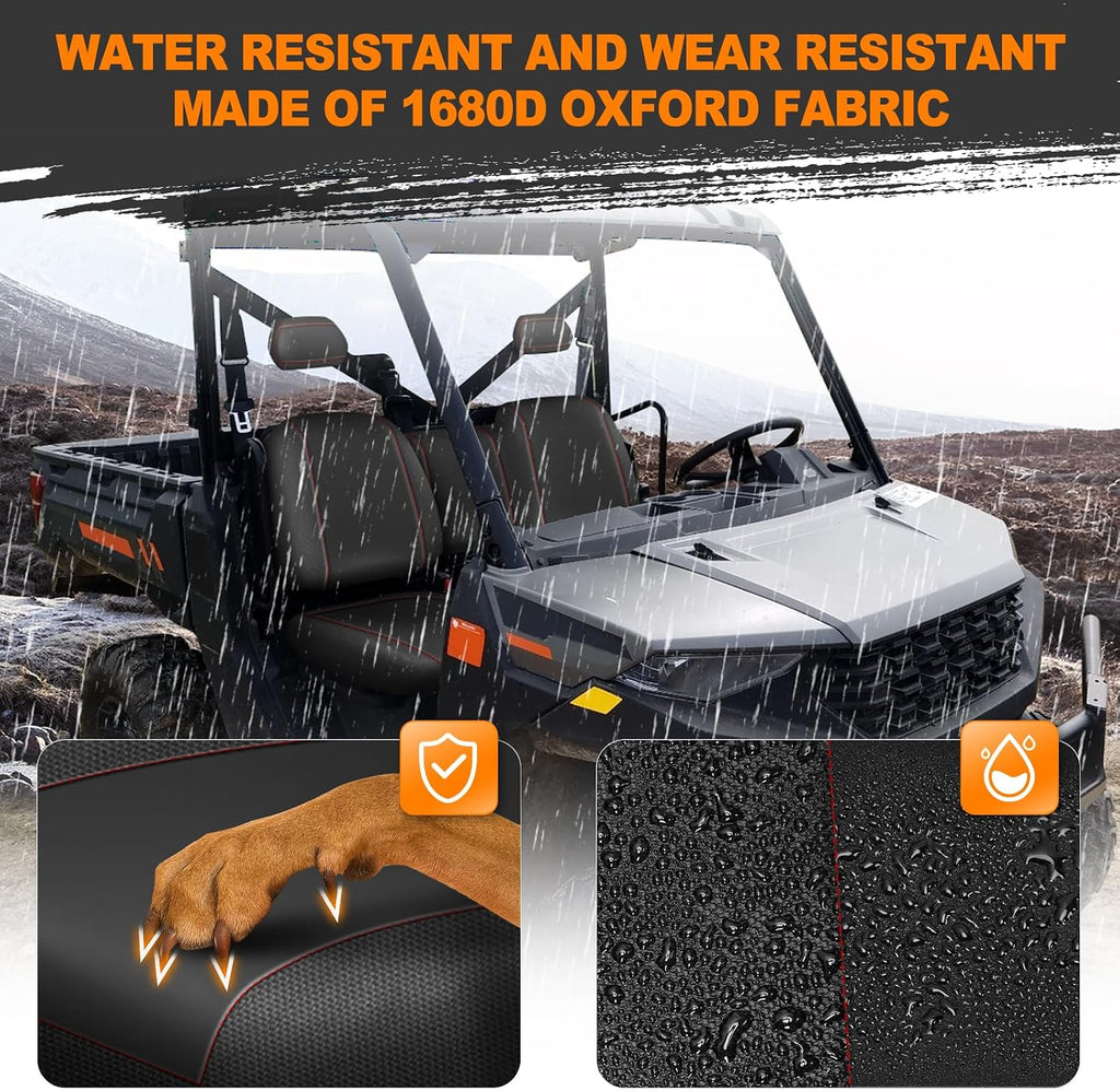 BORDAN Waterproof UTV Seat Cover with Wingback for 2022-2026 Polaris Ranger XP 1000, Heavy Duty 1680D Oxford Seat Covers for 60/40 Split Bench Seat Cover Set Pet Proof UTV Accessories (6PCS)