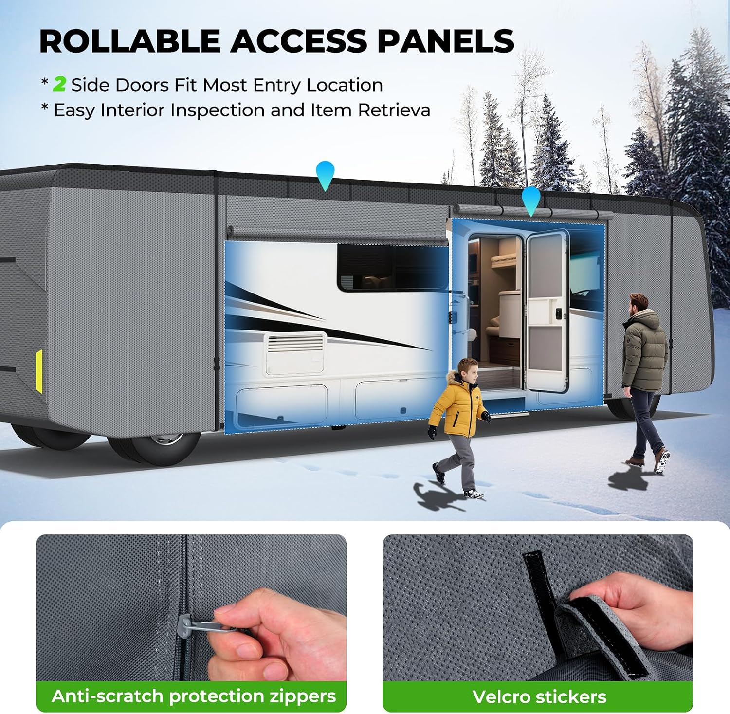 Fonzier 7 Layers Heavy Duty Class A RV Cover for 34'1"-38' Motorhome Anti-UV, Rip-Stop, Weatherproof, with 2Pcs Extra Straps