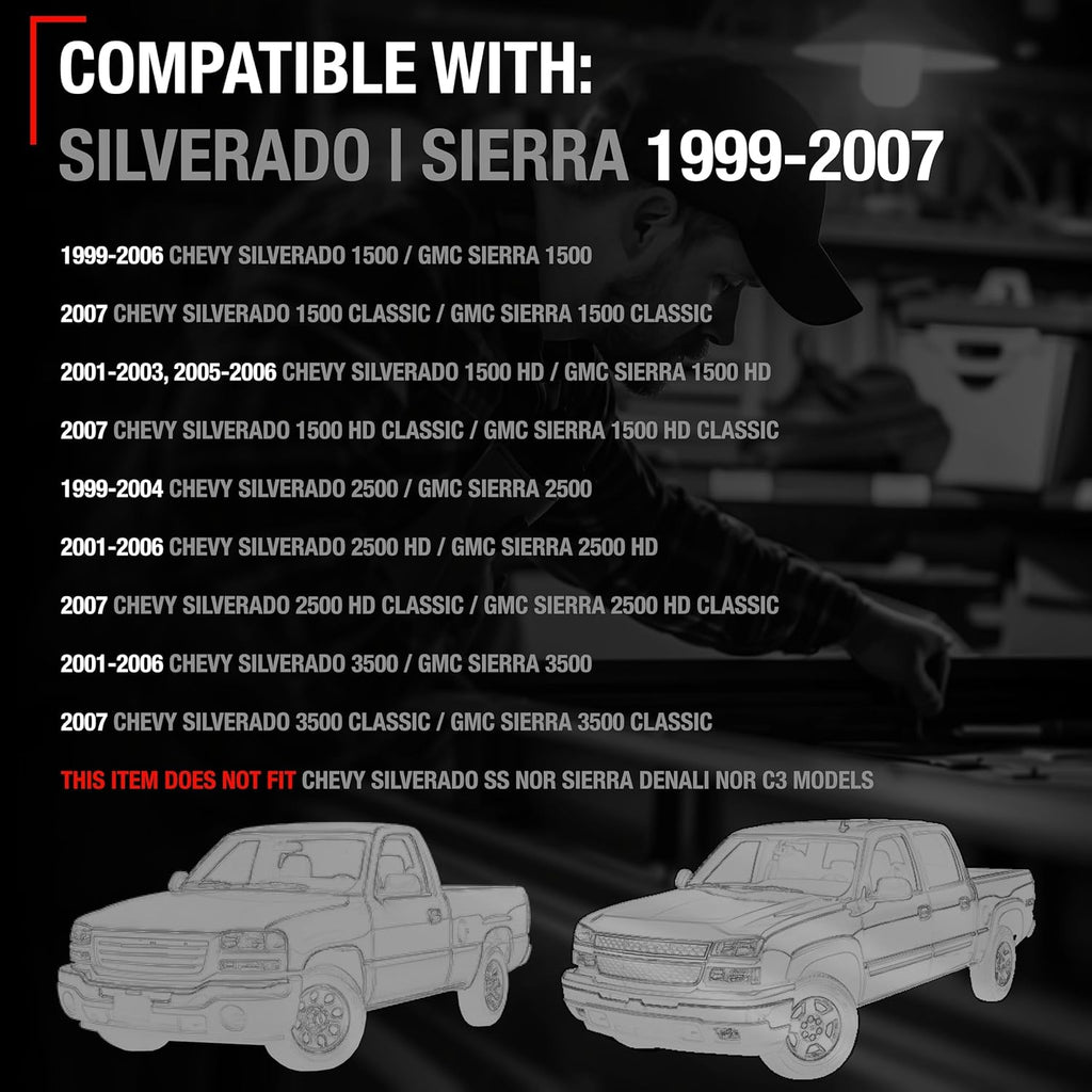 Tailgate Handle Bezel Trim - Compatible with 1999-2007 Chevrolet Silverado 1500, Silverado 2500, 01-07 Silverado 3500; 99-07 GMC Sierra 1500, Sierra 2500, 01-07 Sierra 3500 - Black - OEM 15228539