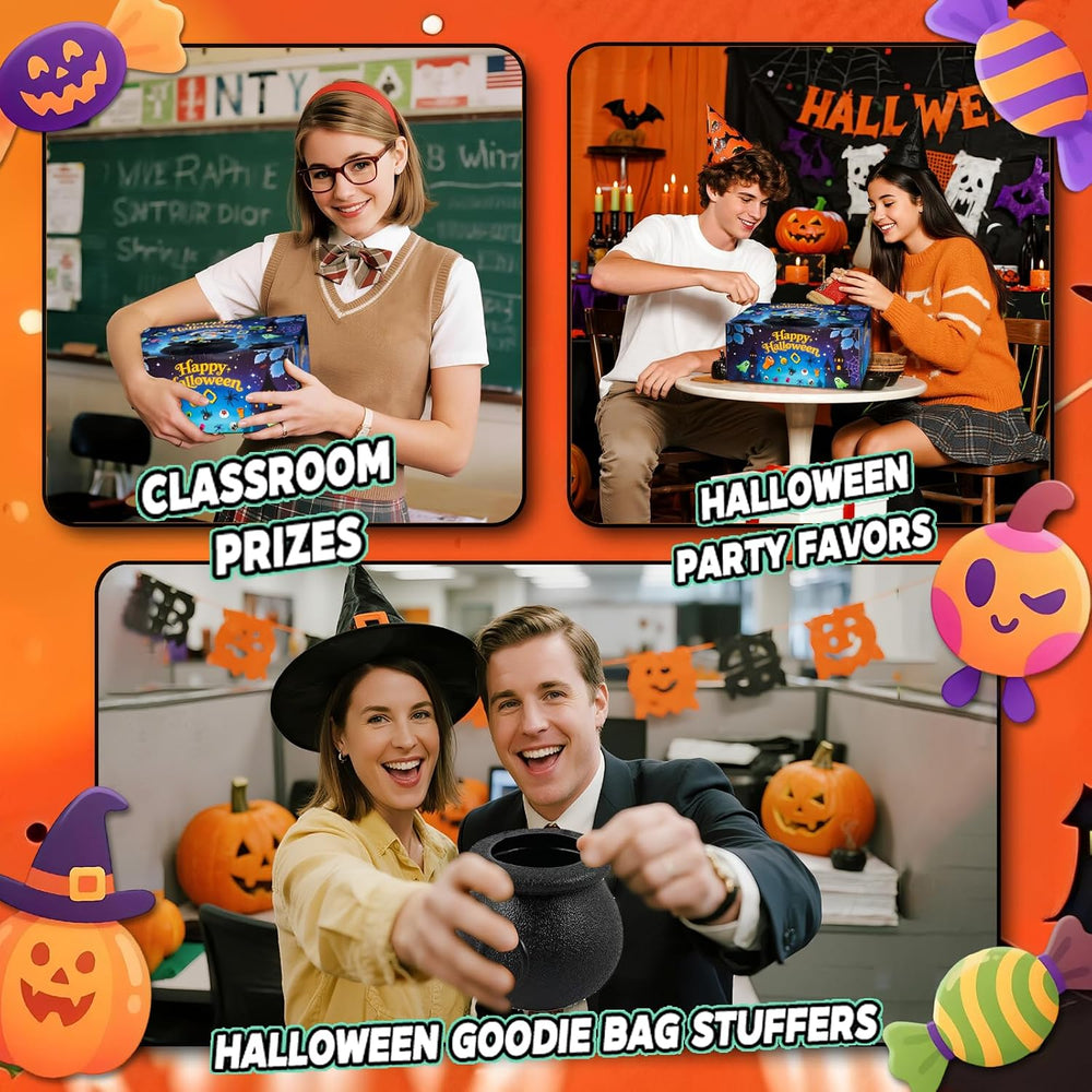 288PCS Halloween Party Favors, 24 Mini Cauldron Sets for Trick or Treat