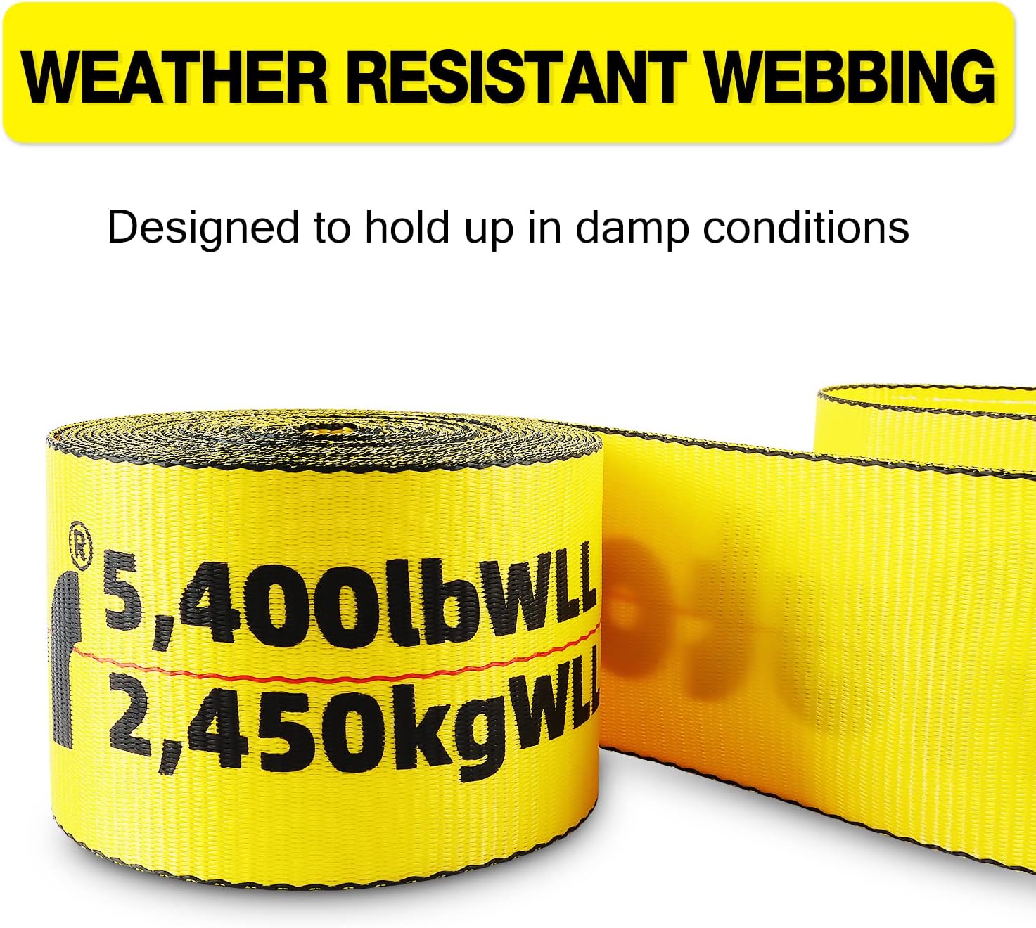 4" x30' Winch Straps with Flat Hook Flatbed Tie Downs Truck Straps 16200 lbs Load Capacity Cargo Control for Flatbeds, Trucks, Trailers, Farms, Rescues, Tree Saver, Yellow(2 Pack)