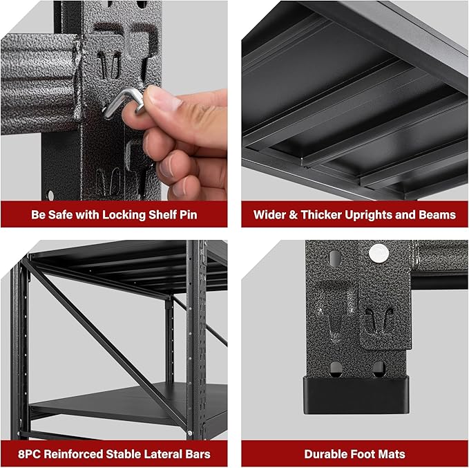 8000LBS Heavy Duty Garage Shelving Units, Metal Garage Shelves, Large Storage - Image 7