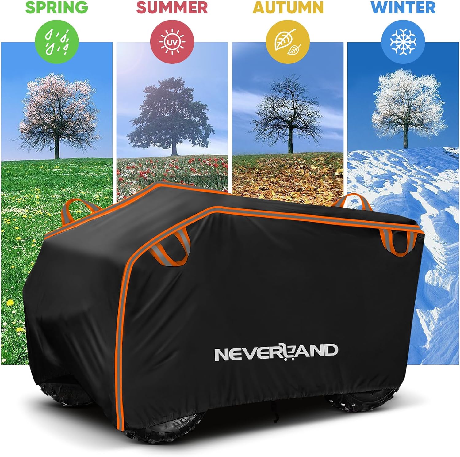 NEVERLAND ATV Cover Waterproof Heavy Duty 4 Wheeler Cover with Buckle, Dustproof Anti UV Windproof All Weather Outdoor Storage Quad Cover for Polaris Sportsman Yamaha Suzuki Honda Coleman Can am XXL