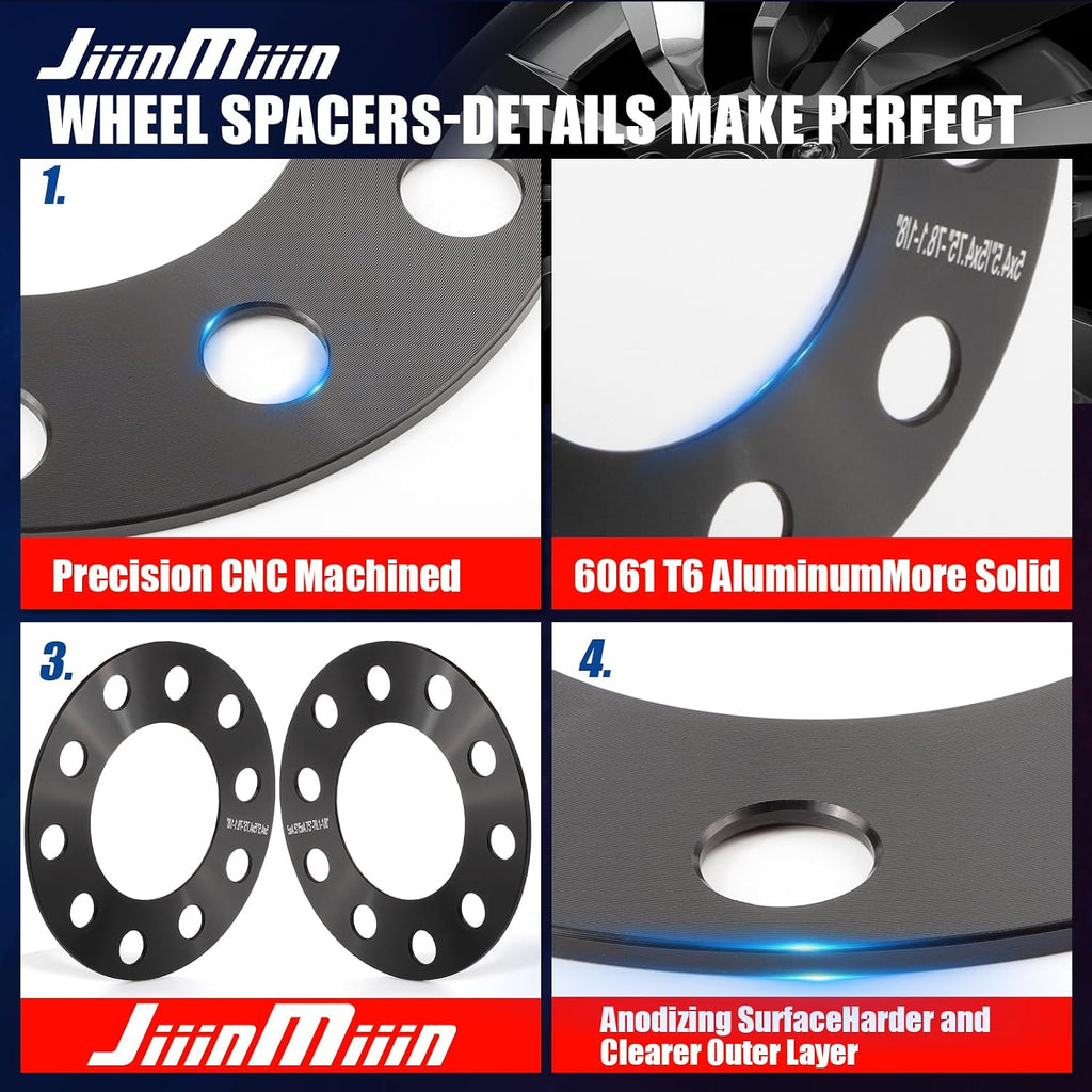 JiiinMiiin 5x4.5 5x4.75 Wheel Spacers,1/8"(3mm) Wheel Spacer Adapters 78.1mm Hub Bore for 1964-2014 Mustang 1991-2011 Ranger 1984-2001 Cherokee 1987-2006 Wrangler 1991-2012 Town Car 1992-2021 Camry