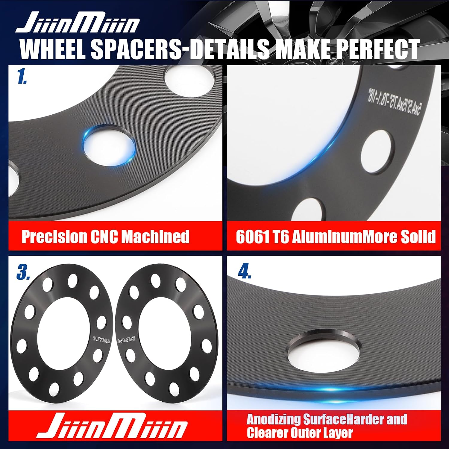 JiiinMiiin 5x4.5 5x4.75 Wheel Spacers,1/8"(3mm) Wheel Spacer Adapters 78.1mm Hub Bore for 1964-2014 Mustang 1991-2011 Ranger 1984-2001 Cherokee 1987-2006 Wrangler 1991-2012 Town Car 1992-2021 Camry