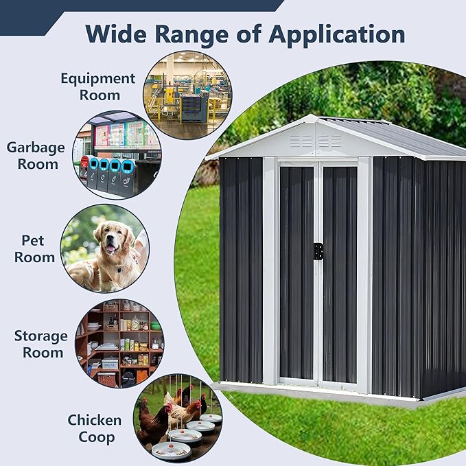 Outdoor Sheds 5FT x 3FT Outdoor Storage, Metal Anti-Corrosion Utility Tool House - Image 5