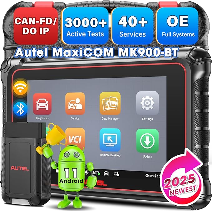 Autel Scanner MaxiCOM MK900BT: 2025 8in MK900-BT Bidirectional Scan Tool