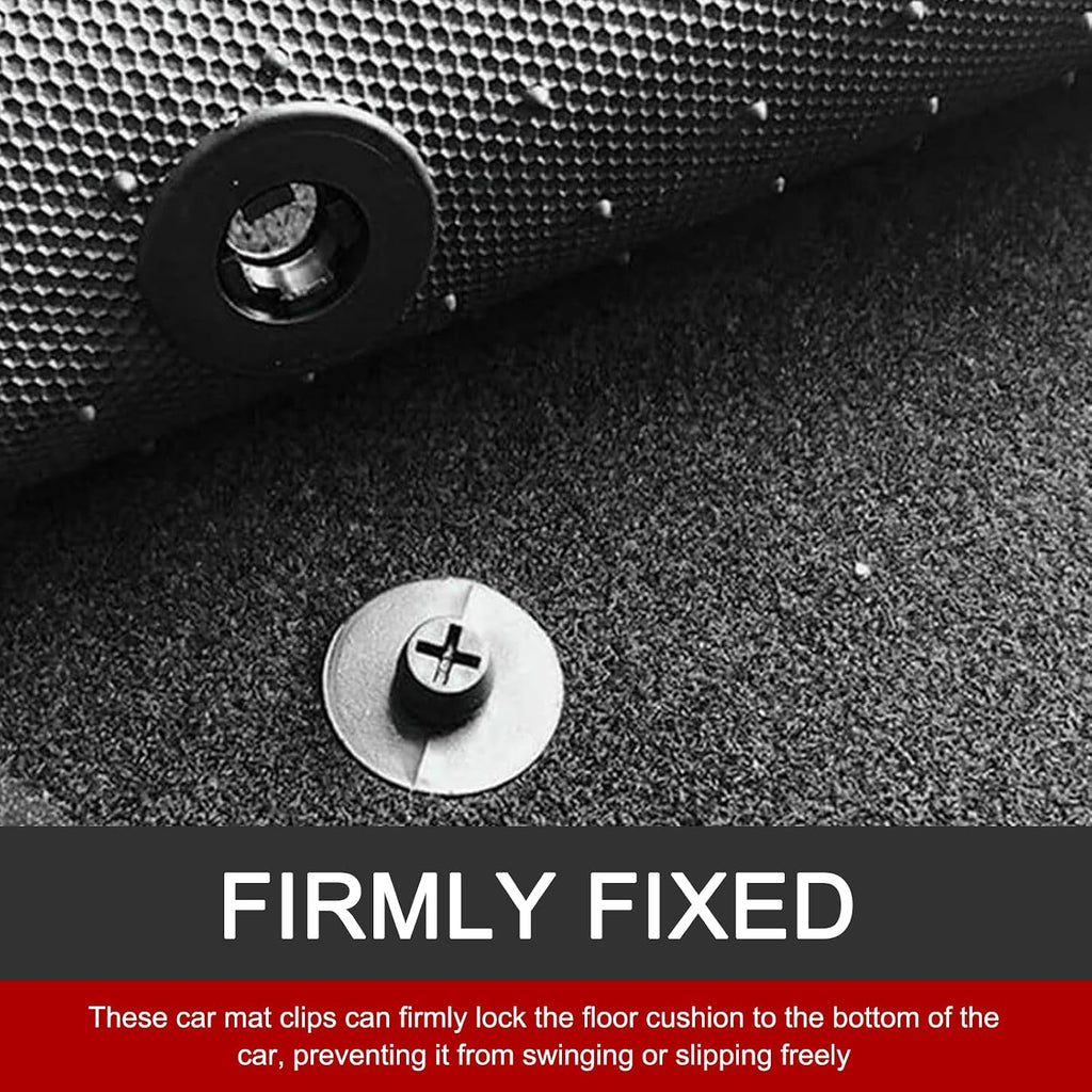 Pack-10 Car Carpet Fixers, Non-Slip Plastic Car Mat Screws, Compact Carpet Floor Mat Anti-Shift Clips, Suitable for Most Cars, Trucks (Black)