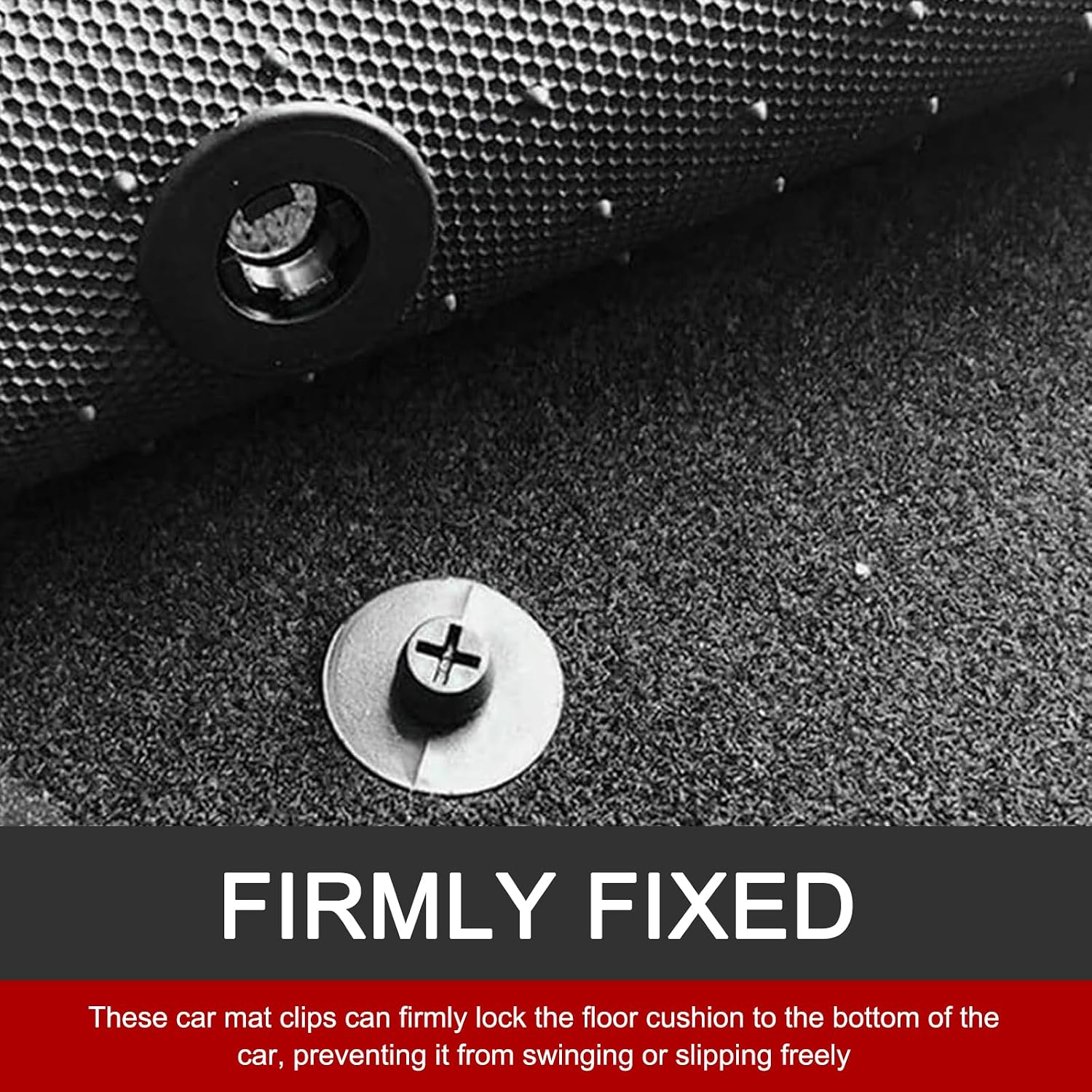 Pack-10 Car Carpet Fixers, Non-Slip Plastic Car Mat Screws, Compact Carpet Floor Mat Anti-Shift Clips, Suitable for Most Cars, Trucks (Black)