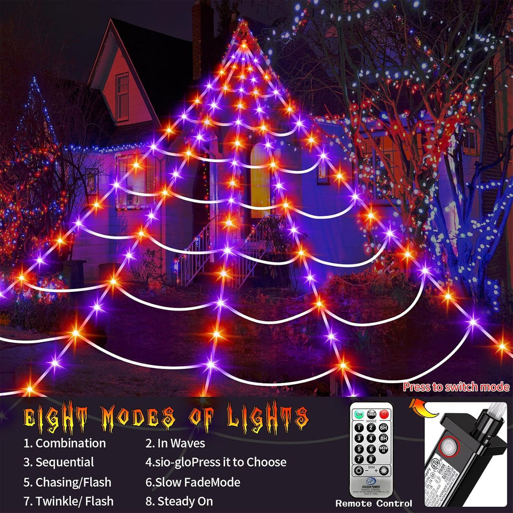 Halloween Decorations Outdoor, 200 LED Halloween Giant Spider Web Lights, 16....