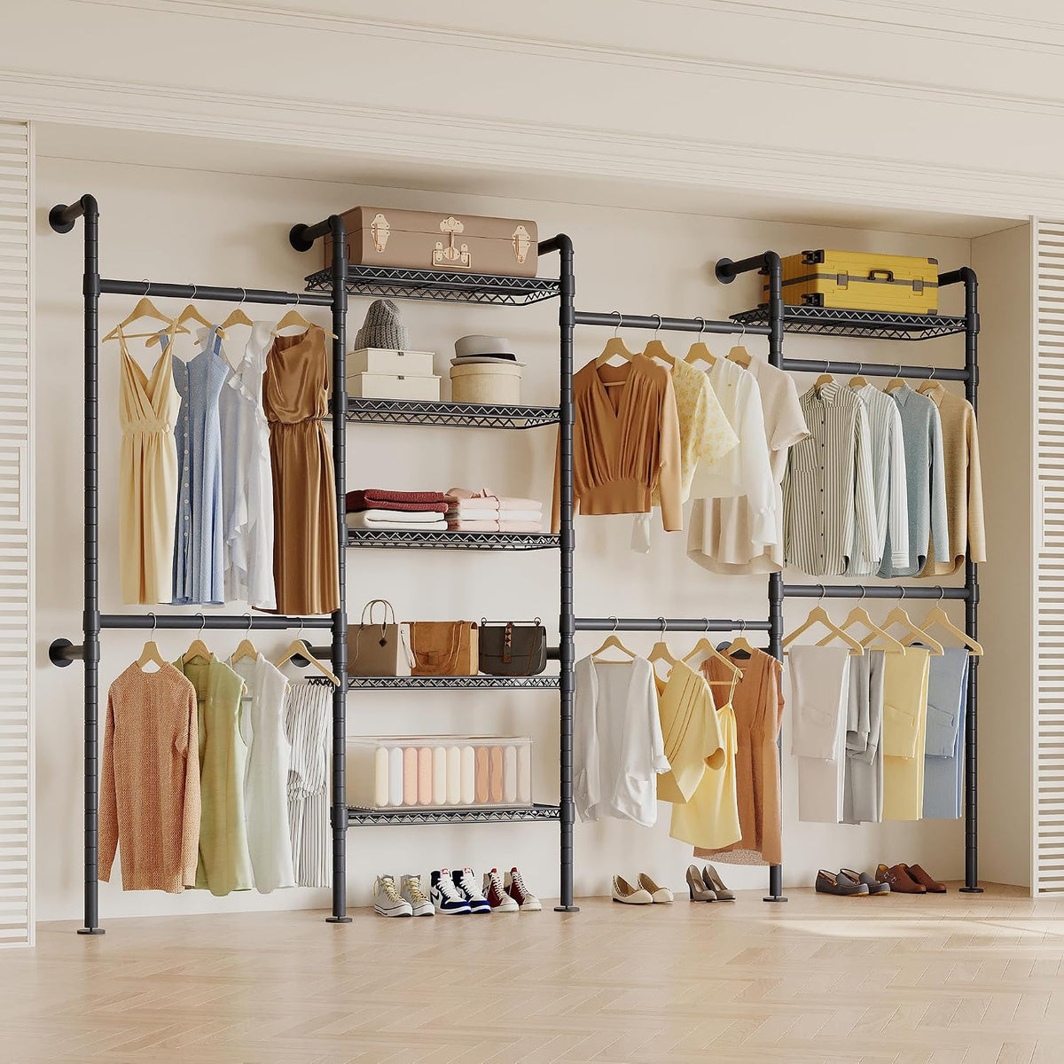 higeego w4 wall mounted clothes rack, industrial pipe, main product view