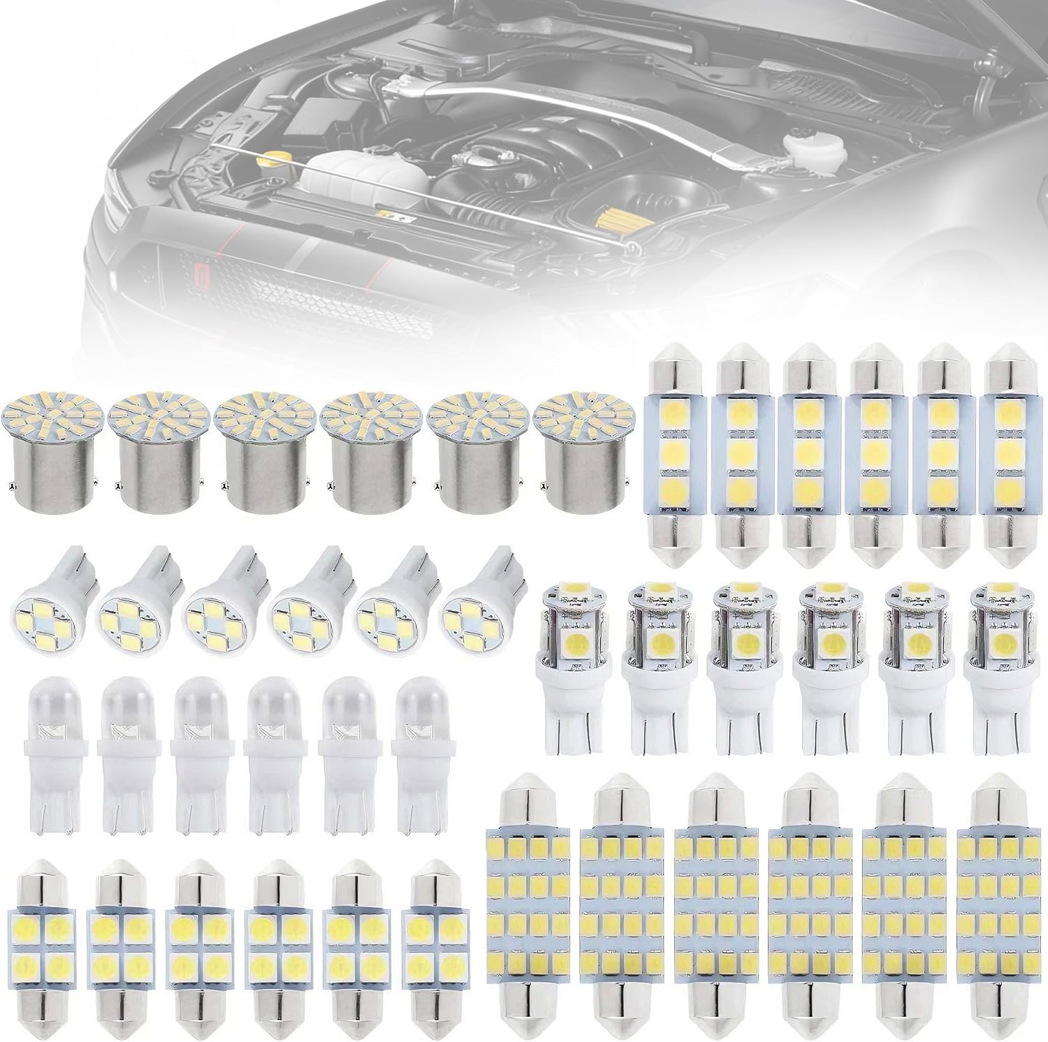 42pcs car Interior lamp kit with Dual Pointed Reading/Interior Door lamp that do not Require Batteries and are Easy to Install | Durable Structure, Automotive Lighting Accessories