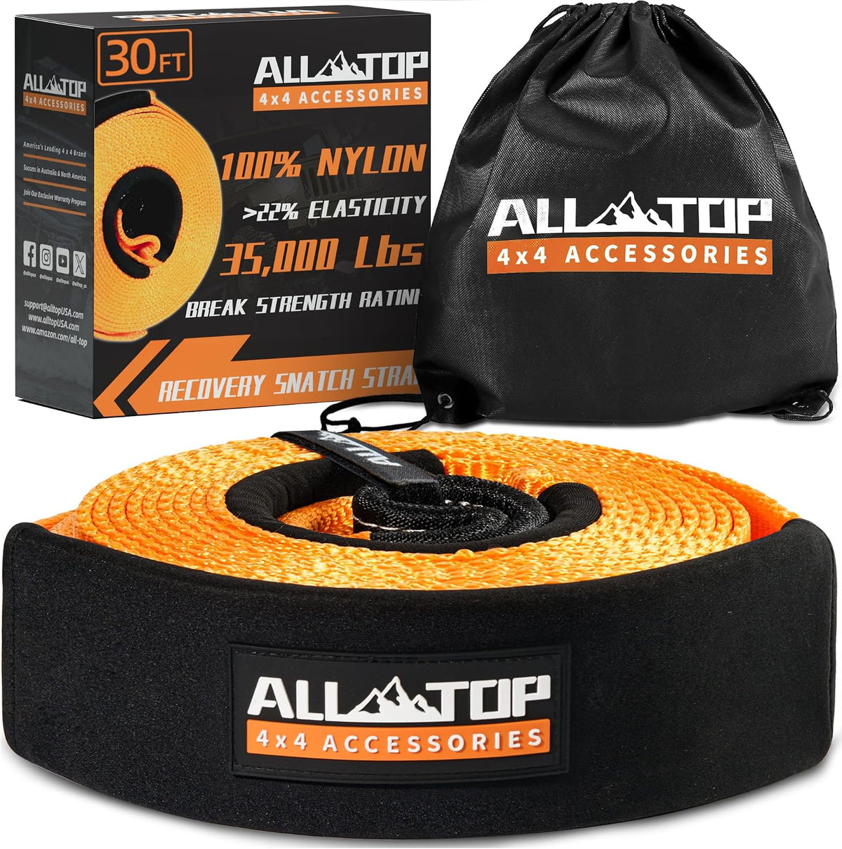 ALL-TOP Recovery Snatch Strap, 3in x 30ft