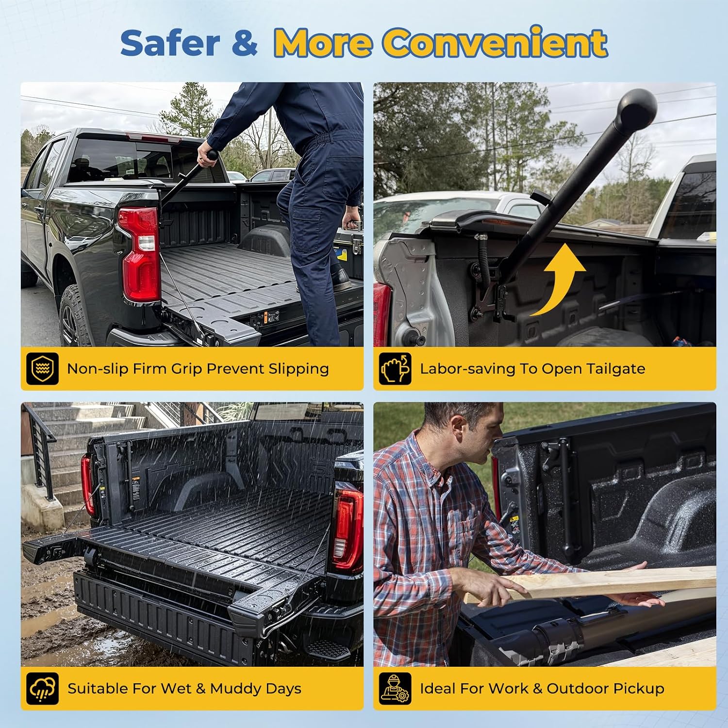 Auxiliary Tailgate Step Handle Compatible with Chevy Silverado & fit for GMC Sierra 1500 2500HD 3500HD 2019-2026 Up & Dowm Truck Assist Door Grip Handles,for Women,Men,Elderly,Kids #85116689 84338560