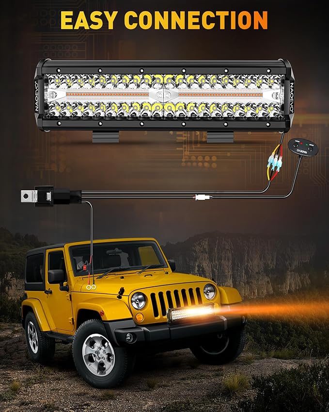 NAOEVO 12 Inch LED Light Bar, 300W 30000LM LED Offroad Fog/Driving Lights - Image 8