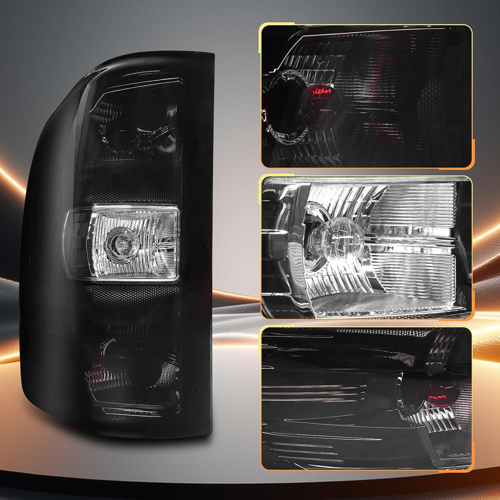 MAYELLO Smoked Black Tail Lights with Red Bulbs fit for 2007–2013 Chevy Silverado 1500, 2007–2014 Silverado 2500/3500 Single Rear Wheel, Plug & Play Upgrade Murdered Out Rear Lamps