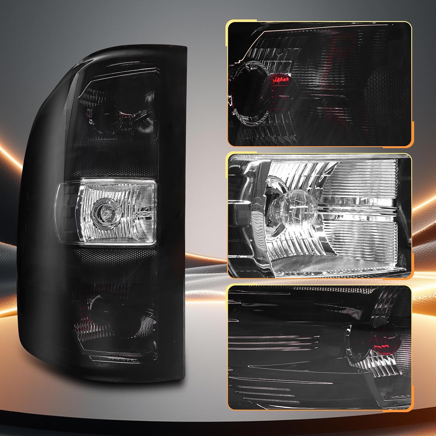 MAYELLO Smoked Black Tail Lights with Red Bulbs fit for 2007–2013 Chevy Silverado 1500, 2007–2014 Silverado 2500/3500 Single Rear Wheel, Plug & Play Upgrade Murdered Out Rear Lamps