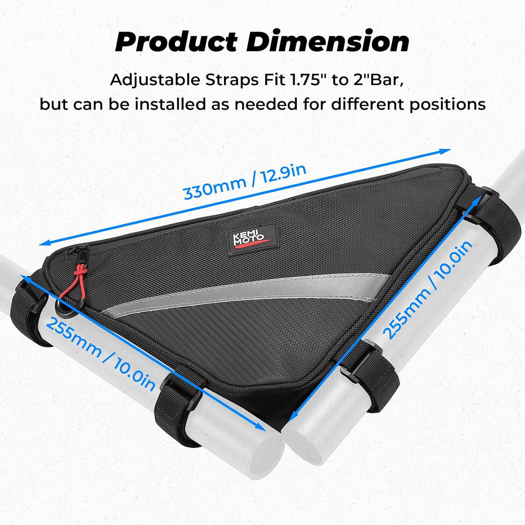 KEMIMOTO 2 Packs UTV Roll Bar Triangle Storage Bag | 1680D, Water Resistant, Universal Fit, Use as Roof/ Door/ Side Armrest Bag Compatible with Most UTV, Road and Mountain Bikes