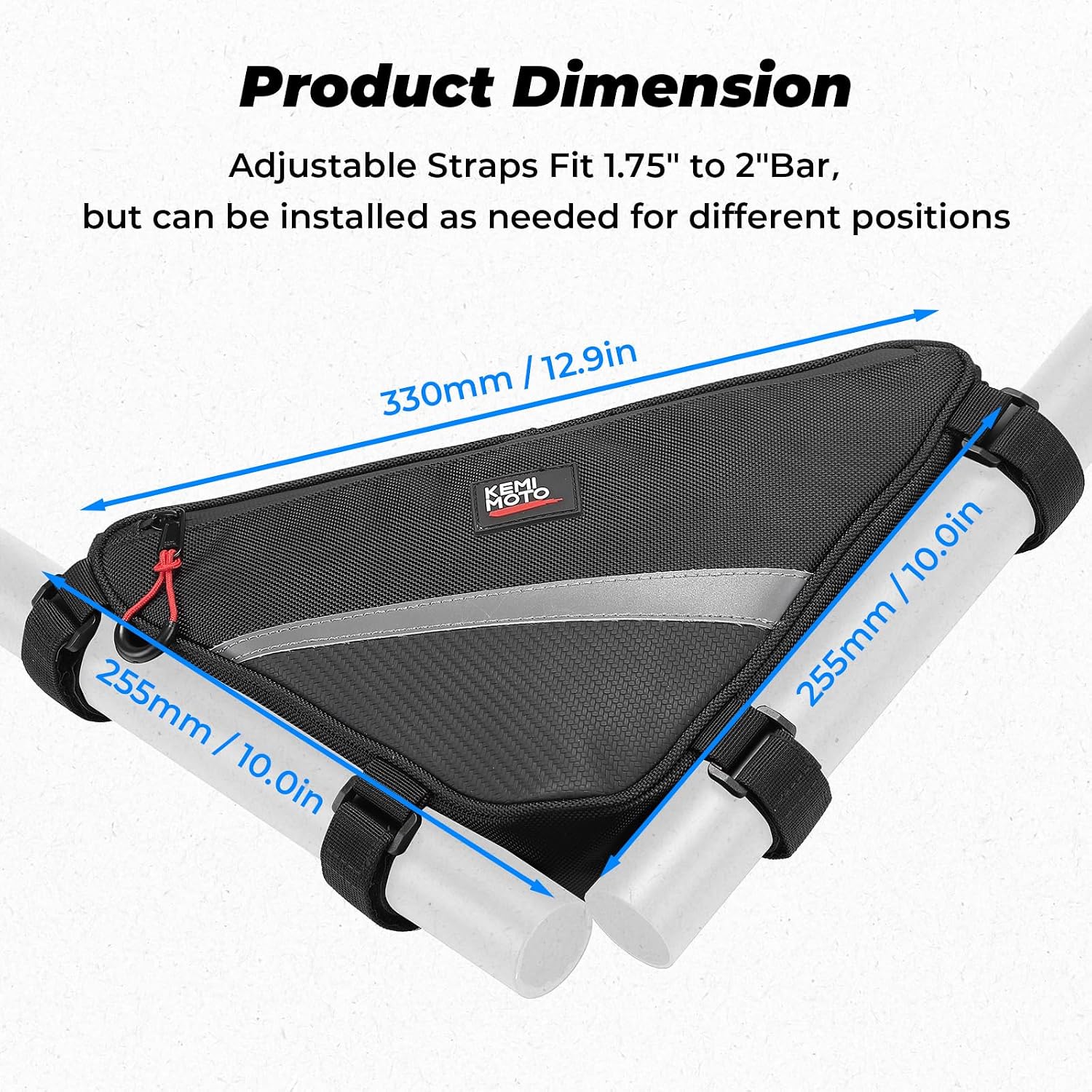 KEMIMOTO 2 Packs UTV Roll Bar Triangle Storage Bag | 1680D, Water Resistant, Universal Fit, Use as Roof/ Door/ Side Armrest Bag Compatible with Most UTV, Road and Mountain Bikes